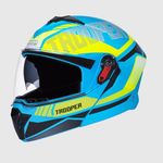 STUDDS Trooper DV D1 ISI and DOT Certified Matt Finish Flip-up Full Face Helmet for Men and Women with Inner Sun Visor (Matt Blue N5 M)