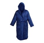 Sapphire Collection Men's and Ladies Unisex 100% Egyptian Cotton Terry Towelling Hooded Shawl Collar Bathrobe Spa Gym Bath Towel Robe Size Large/Extra Large (Navy)