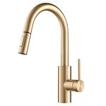 KRAUS Oletto™ Single Handle Pull Down Kitchen Faucet in Brushed Brass Finish