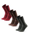 DANISH ENDURANCE Merino Wool Hiking & Walking Socks 3 packs, for Men Women Children, Trekking (Multicolor: Brown, Red, Green, EU 43-47 // UK 9-12)