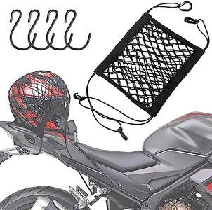 Rete per Casco Moto，Rete per Moto con 4 Ganci丨Rete per Casco Moto per Fissare i Bagagli Casco(Nero)