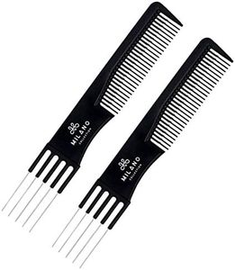 Milano Collection Anti-Static, Heat Resistant, Two-Sided Teasing and Parting Wig & Hair Comb- 2 Pack