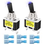 Gebildet 2Pcs Rocker Lighted Toggle Switch 12V 30A Heavy Duty Racing Car Automotive Auto SPST ON/Off Toggle Switch LED Illuminated 12mm Size (Blue)