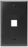 Leviton 41080-1EP QuickPort Wallplate, Single Gang, 1-Port, Black