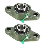 sourcing map UCFL205 Flanged Pillow Block Bearing, 25mm Bore Diameter, Cast Iron/Chrome Steel, Set Screw Lock (Pack of 2)