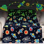 Glow in The Dark Galaxy Space Blanket Gifts for Boys Girls, Star Planet and Solar System Decor for Adult Kids, Birthday Christmas Valentines Day Spaceship Toys Gift for Age 3 4 5 6 7 8 9 10 Year Old