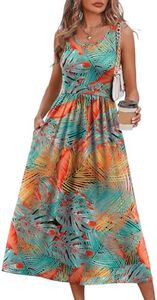 WIHOLL Summer Dresses for Women Beach Vacation Clothes Hawaiian Cruise Resort Wear Outfits 2026 Sun Dress Flowy Midi Dresses for Women Maxi Dresses Sundresses Spring Dresses Tropical Print S