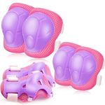 Kids/Youth Knee Pad Elbow Pads Guards Protective Gear Set for Roller Skates Cycling BMX Bike Skateboard Inline Skatings Scooter Riding Sports (Rose red /Purple, Small)