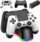 2 Pack Controllers for PS4 with Charger Dock Station, Wireless Controller Compatible with PS4/Pro/Slim Consloes, with LED Charging Dock