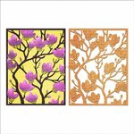 XMZZMX Magnolia Background Metal Cutting Dies for Card Making, Paper Embossing Die-Cuts Sets Storage Pockets, Album Stencils, Scrapbooking Template