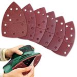 60PCS Sanding Pads,Hook and Loop Sanding Sheet Mouse Sander Pads Assorted 40/60/80/120/180/240 Grits with 11 Holes,Mouse Sandpaper Compatible with Bosch Multi-Sander PSM 100A PSM 200 AES PSM 18