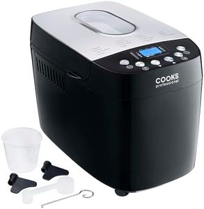 Cooks Professional Digital Bread Maker | 15 Programmes, 8 Custom Presets, Delay Timer & Keep Warm Function & Accessory Kit | Kitchen Countertop Breadmaker Machine for Home Baking | Black & Silver