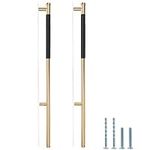 Zernmiarder Knurled Cabinet Pulls 2 Pack, 16 Inch Long Handles Sliding Door Handles Closet Door Handle Metal Cabinet Hardware for Kitchen Cabinets Barn Door Closet - 10" Hole to Hole, Black & Gold