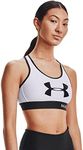 Under Armour Women's Armour Mid Keyhole Graphic Women's Compression Sports Bra, Running Bra with Racer Back Design and High Shine Logo