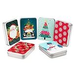 BELLE VOUS Card Box (6 Pack) - 11.5x8.3x2.2cm Gift Card Tin - Assorted Christma Theme Gift Card Holder - Tin Box Storage for Small Xmas Gift Present to Kid Family & Friend