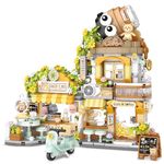 Street View Coffee Shop Mini Building Blocks, MOC Creative Building Toys Cute Animals Building Set for Girls 6-12, Simulation Architecture Construction Toy, Gift Idea for Kids Adults (1077 PCS)