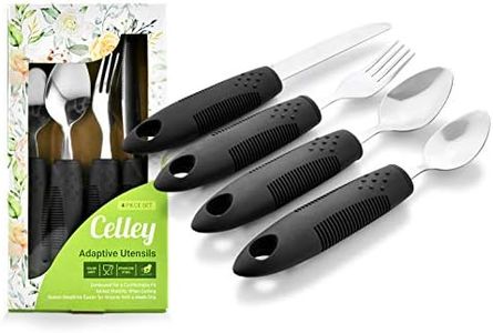 Celley Adaptive Utensils for Elderly, Arthritis, Parkinsons and Handicapped, Non-Weighted, 4 Pcs Set