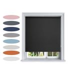 Lister Cartwright Blackout Plain Roller Blinds Windows Blind Easy Fit Child Safety Included (Black, 180 cm Width x 160 cm Drop)