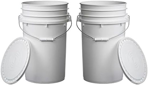 Hudson Exchange 7 Gallon (2 Pack) Large Bucket Pail Container with Easy Peel Lid, Food Grade BPA Free HDPE, White, (2032+2212-2)