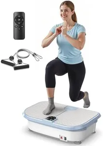 FEIERDUN Vibration Plate Exercise Machine, Vibration Plate for Lymphatic Drainage, Power Plate Vibration Platform w/ Loop Bands for Weight Loss & Toning-Blue