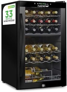NutriChef PKCWCDS335.5 Chilling Refrigerator Cellar-Dual-Zone Wine Cooler/Chiller, Digital Touch Button Control with Air Tight Seal, Contains Placement for Standing (33 Bottle Storage Capacity), Black