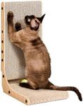 EHEYCIGA Cardboard Cat Scratcher for Indoor Kitten Cats, 19 Inch L Shaped Vertical Cat Scratching Board with Ball Cat Toy, Small Cat Scratcher Pad