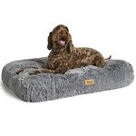 Snug Super Fluffy Dog Bed - Super Soft, Cosy and Comfortable Cat Dog Pet Bed Pillow Mattress Sofa with Non-Slip Base and Machine Washable Cover - Large - 90 x 60 x 11cm, Grey