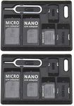 EMSea 2X SIM Card Adapter Storage Holder Kits, Black Standard Micro Nano Nano to Micro Converter Adapter with Tray Opener Eject Pins