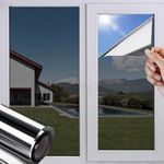 Bicolic One Way Window Film, Reflective Privacy Film for Glass Windows, Mirror Film Anti Glare for Home and Office, 60x200cm, Black Silver