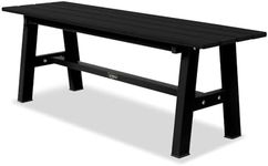 VINGLI 47” Outdoor Bench Garden Bench HDPE Porch Bench w/Metal Legs, Poly Lumber Patio Bench, 660 LBS Capacity Outdoor Backless Bench(Black)