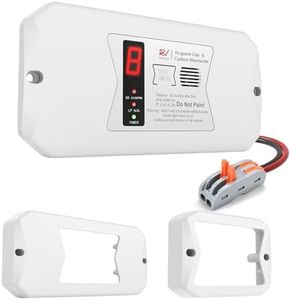 RV Carbon Monoxide and Propane Detector, 12V DC CO & LP Gas Sensor with 3 Brackets, Flush or Surface Mount for Camper Trailer Motorhome, White