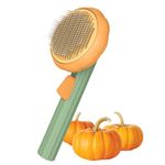 Awpland Pet Pumpkin Self Cleaning Slicker Brush for Dogs Cats Puppy Rabbit, Dog Grooming Brush Tool Gently Removes Loose Undercoat, Cat Mats Tangled Hair Slicker Brush for Short & Long Hair