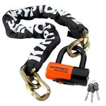 Kryptonite 999515 Black 12mm x 39-Inch 1210 New York Chain and Evolution Series-4, Orange, 14mm Disc Lock