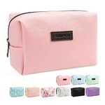 Makeup Bag MAANGE Travel Small Cosmetic Bag Makeup Pouch PU Leather Portable Versatile Zipper Make up Bag for Women (Pink)