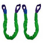 YUZENET 2" x 8' Lifting Sling Straps Polyester Heavy Duty Web Slings 4400 Lbs Vertical, 3520 Lbs Choker, 8800 Lbs Basket 2-Pack (Green/Purple)