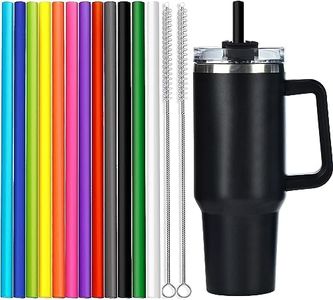 ALINK 12 Pack Color Replacement Straws for Stanley 40 oz 30 oz Tumbler, 12 in Long Reusable Plastic Straws for Stanley Cup Accessories, Half Gallon Jug, Plus 2 Brush