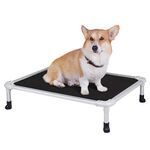 veehoo Chew Proof Elevated Dog Bed - Cooling Raised Pet Cot - Silver Aluminum Frame and Durable Textilene Mesh Fabric, Unique Designed No-Slip Feet for Indoor or Outdoor Use, Black, Small