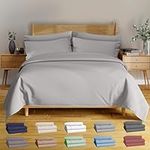 BAMPURE 100% Organic Bamboo Sheets King Set - 6PC Breathable Cooling Deep Pocket King Size Bed Sheets - Ensemble Draps Lit King Bambou - Luxury Bedding Set Fitted Sheet & Pillowcases (Light Grey)