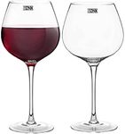 BINZO Luxury Big Burgundy 100% Crystal Wine Glass, Set of 2, 660 ml - Giant Size Glasses for Red, White Wines, Long Stem Glasses, Pack of (2)