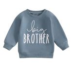 Vioyavo Toddler Kids Boys Sweatshirt Big Brother Letters Print Long Sleeve Pullover Casual Loose Fit Tops Spring Fall Baby Clothes (Blue, 6-12 Months)