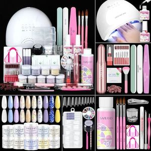 Saviland Acrylic Nail Kit with Everything: 10 Colors Acrylic Powder Clear Liquid Monomer 48W Nail Lamp 20000RPM Nail Drill Complete Tools Home Manicurist Nail Extensions