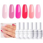 Gellen Gel Nail Polish Set 6 Colors Red Blush Pink Hot Rose Neutrals Pastels Pink World Gel Polish Kit Mani Enthusiasts Beauty Nail Art Design Soak off UV Nail Gel Manicure Salon and DIY at Home