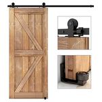 ETIASQSA 182CM/6FT Sliding Barn Door Hardware Kit Track Roller Closet Accessory Including Adjustable Floor Guide