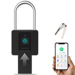 Anweller Fingerprint Padlock with Key, no Combination, Mobile Phone APP, Fingerprint and Key Unlock, Large Size Smart Padlock Outdoor Waterproof, for Gates, Lockers (6CM Shackle)