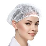 100 Pieces Disposable Non-Woven Clip Caps Mob caps hairnets Head Cover, 21", with 6 Colors for You to Choose. (White)