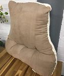 Snugglemore Back Support Lumbar Cushion Sherpa Fleece With Faux Suede Reverse Pain Relief Armchair Car Office (Latte)