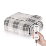 Sunbeam Heated Throw Blanket | Microplush, 3 Heat Settings, Charlotte Gray