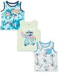 Amazon Essentials Spotted Zebra Disney | Marvel | Star Wars Boys' Sleeveless Tank Top T-Shirts, Pack of 3, Stitch Beach, XX-Large