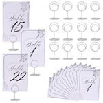 25 Pack Table Number,Place Card Holder,1-25 with Table Numbers Holders 4x6 Double Sided Gold Printed Design,Photo Picture Holders for Centerpieces, Wedding, Party, Birthday (Silver)