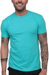 INTO THE AM Premium Men's Fitted Crew Neck Plain Essential Tees - Modern Fit Fresh Classic Short Sleeve T-Shirts for Men (Tahiti Blue, X-Large)